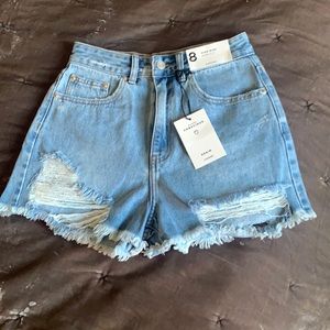 High rise mom fit denim shorts